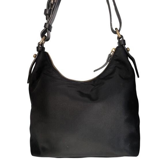 Dooney & Bourke Shoulder Bag, Black Nylon and Leather Trim, Brass Hardware. - Picture 1 of 6